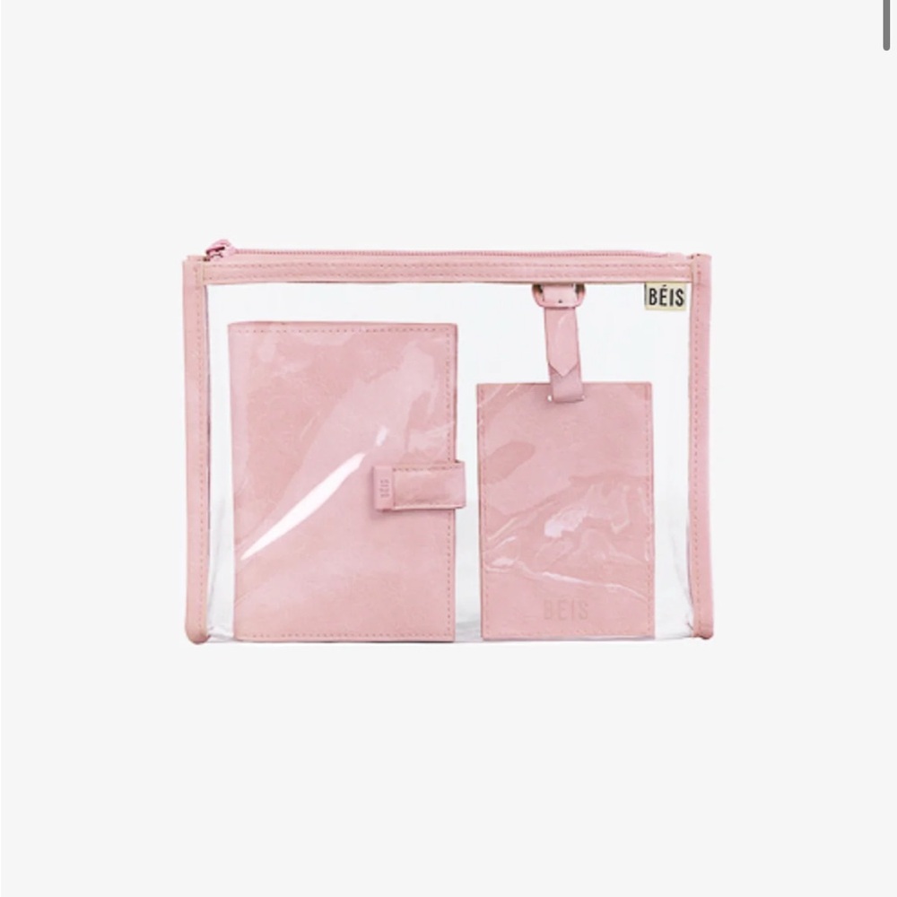 Beis Passport and Luggage Tag Set in Atlas Pink NWT